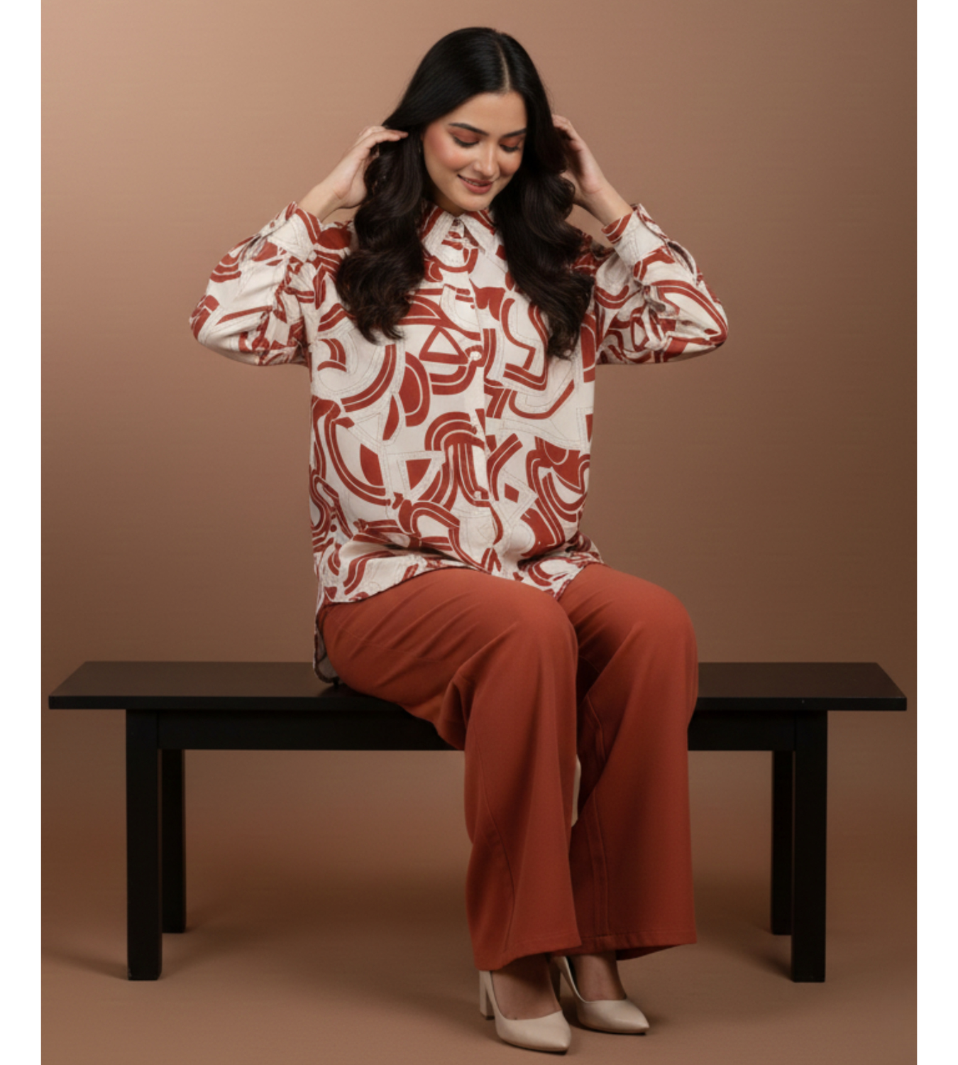 Terracotta Abstract – Premium 2-Piece Modest Cord Set