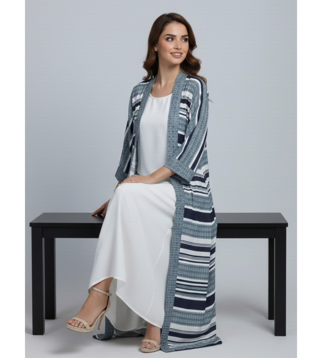 Azure Geometric – 2-Piece Premium Gown Set