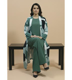 Sage Green Geometric – 3-Piece Premium Gown Set