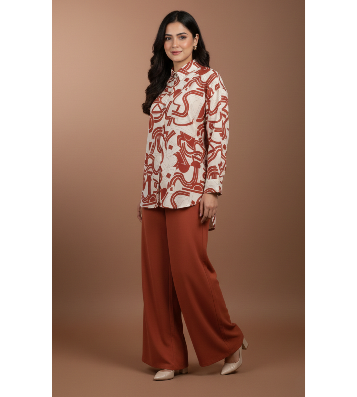 Terracotta Abstract – Premium 2-Piece Modest Cord Set