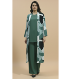 Sage Green Geometric – 3-Piece Premium Gown Set