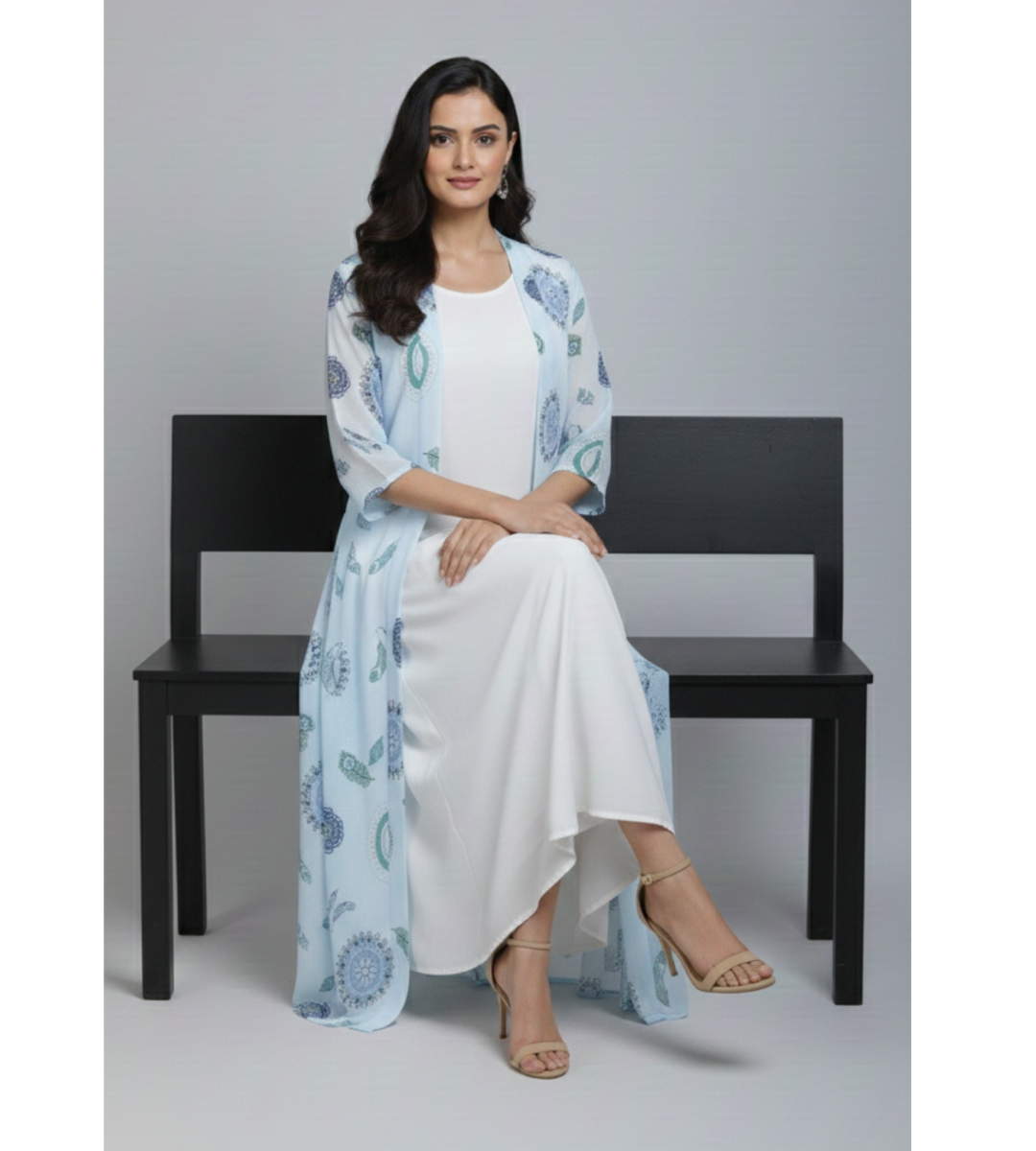 Sky Blue Mandala – 2-Piece Premium Gown Set