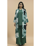 Sage Green Geometric – 3-Piece Premium Gown Set
