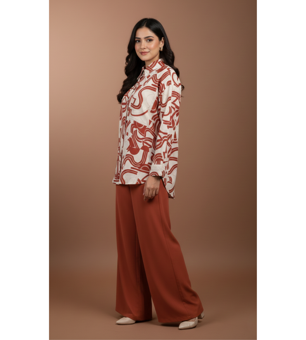 Terracotta Abstract – Premium 2-Piece Modest Cord Set