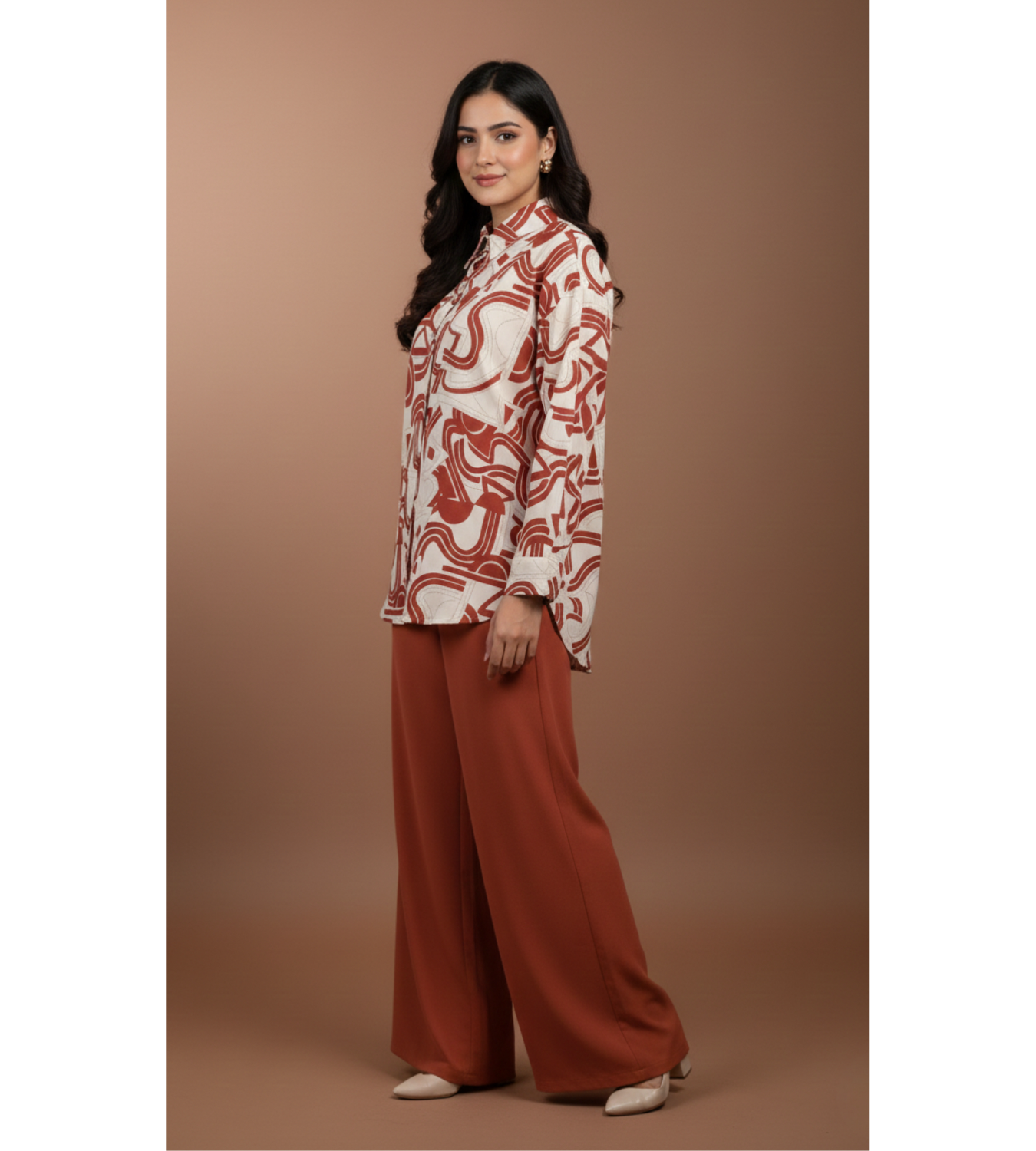 Terracotta Abstract – Premium 2-Piece Modest Cord Set