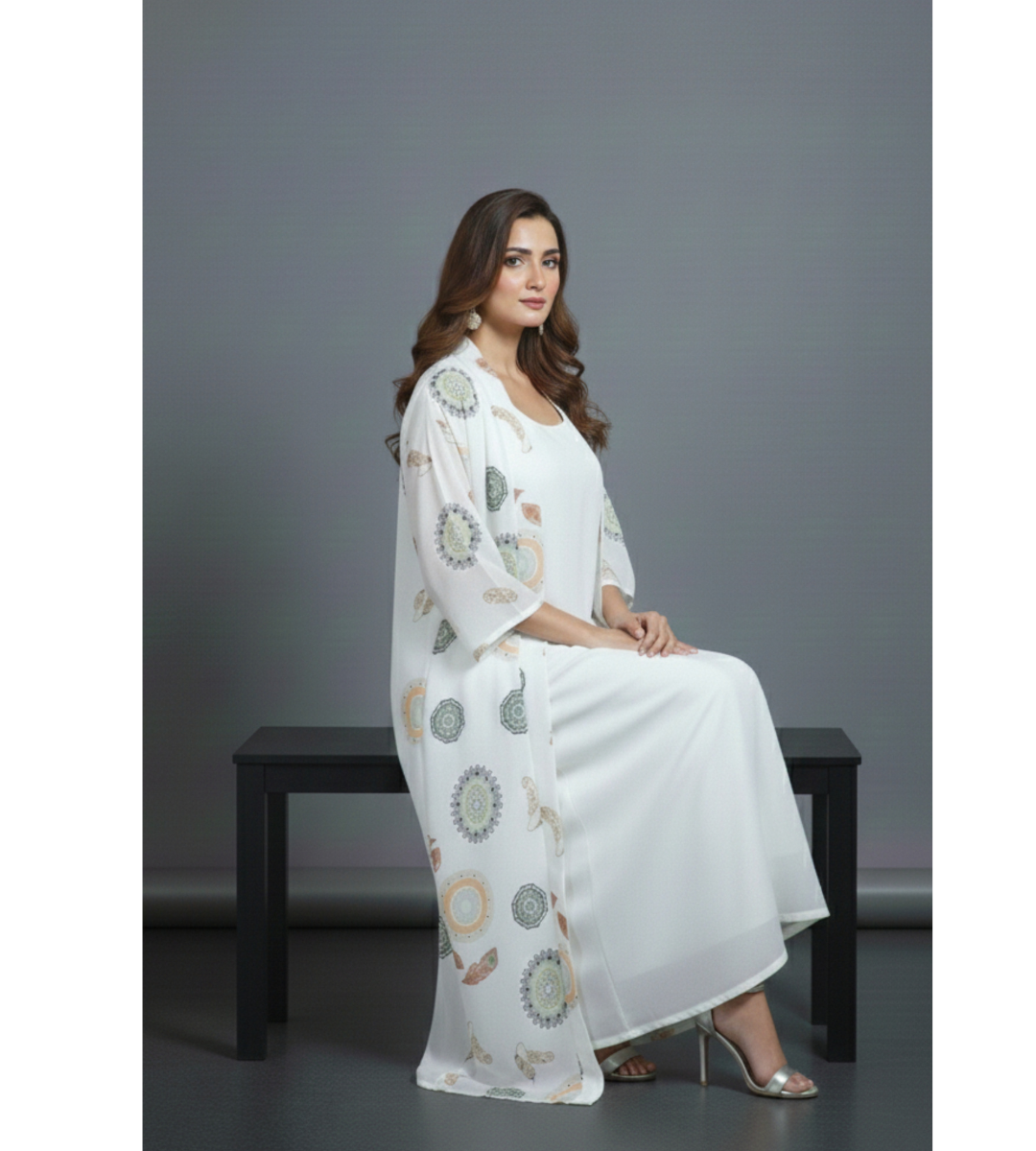 Ivory Mandala – 2-Piece Premium Gown Set