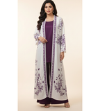 Plum Floral – 3-Piece Premium Gown Set