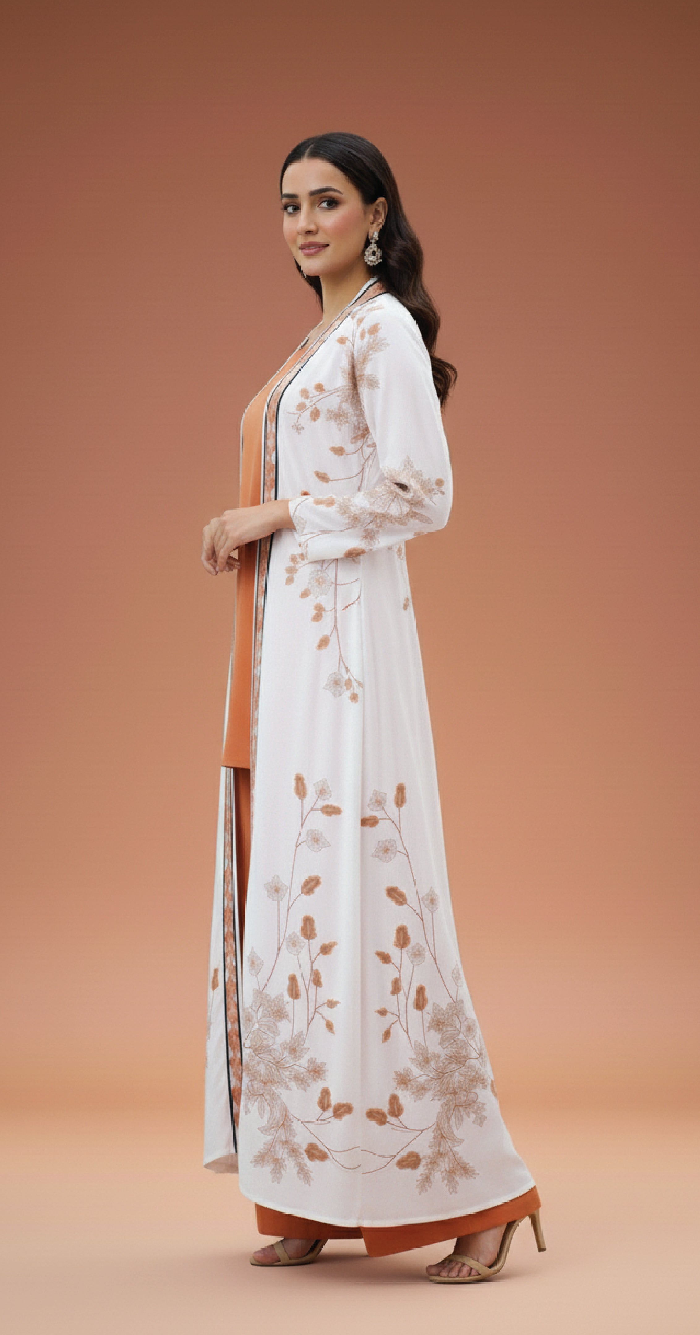 Rust Floral – 3-Piece Premium Gown Set