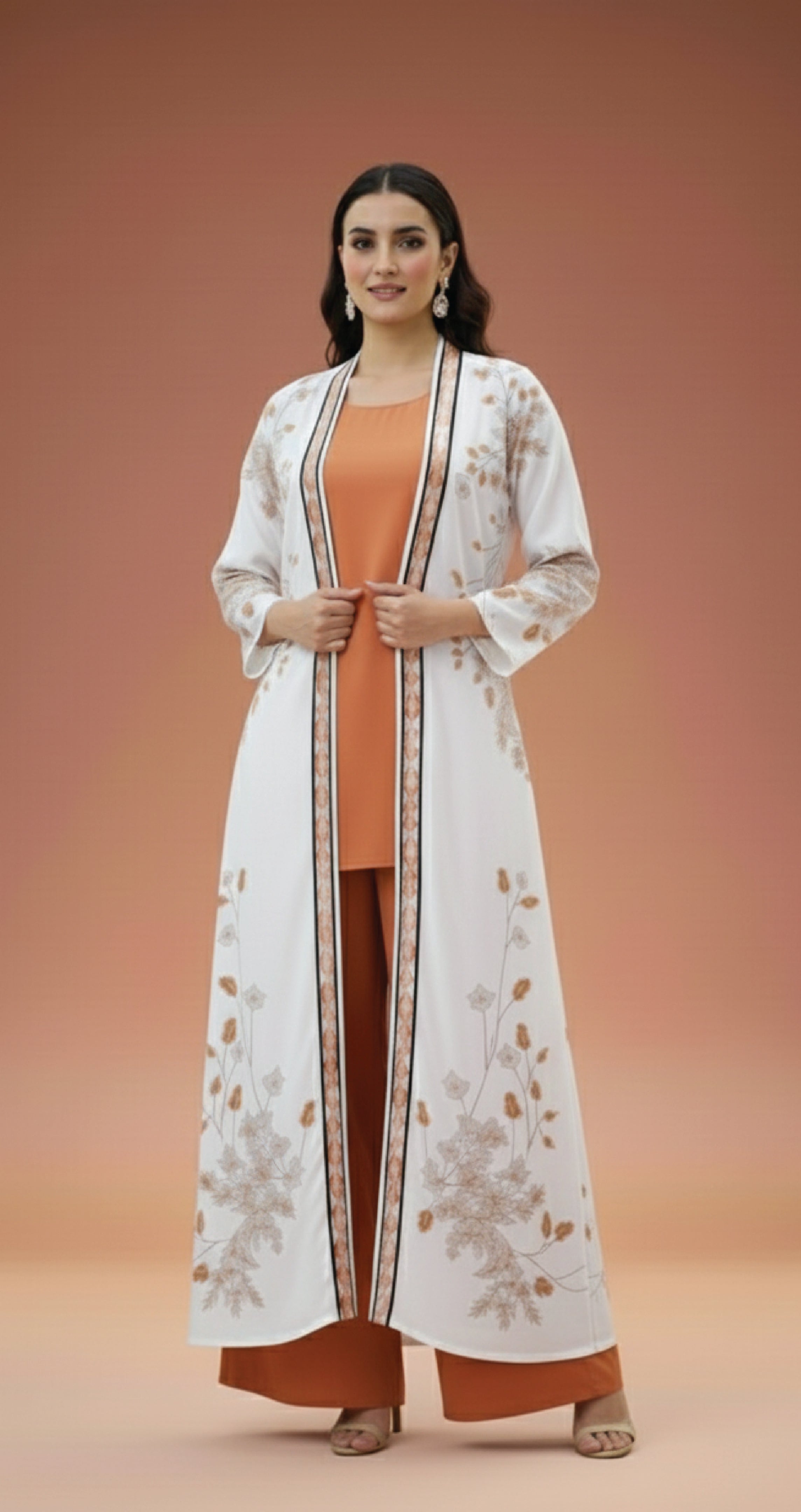 Rust Floral – 3-Piece Premium Gown Set