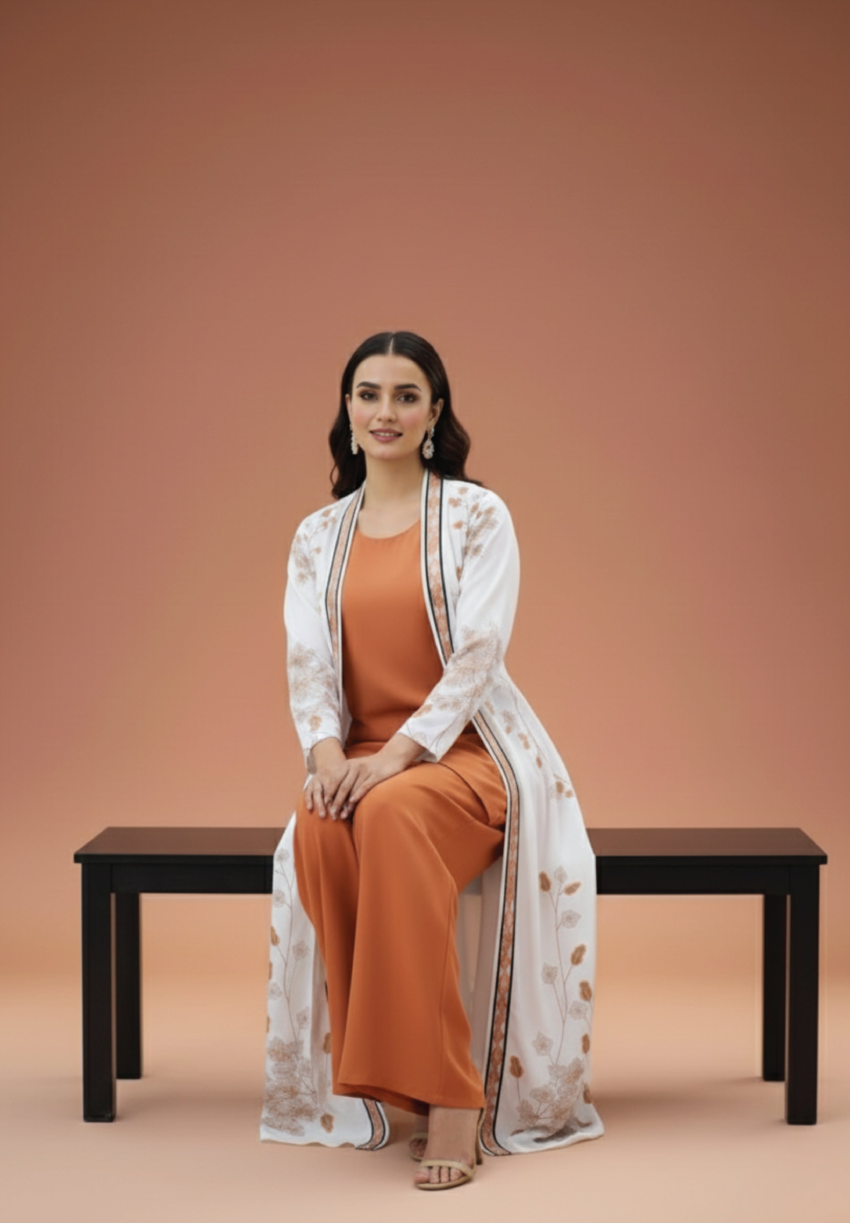 Rust Floral – 3-Piece Premium Gown Set