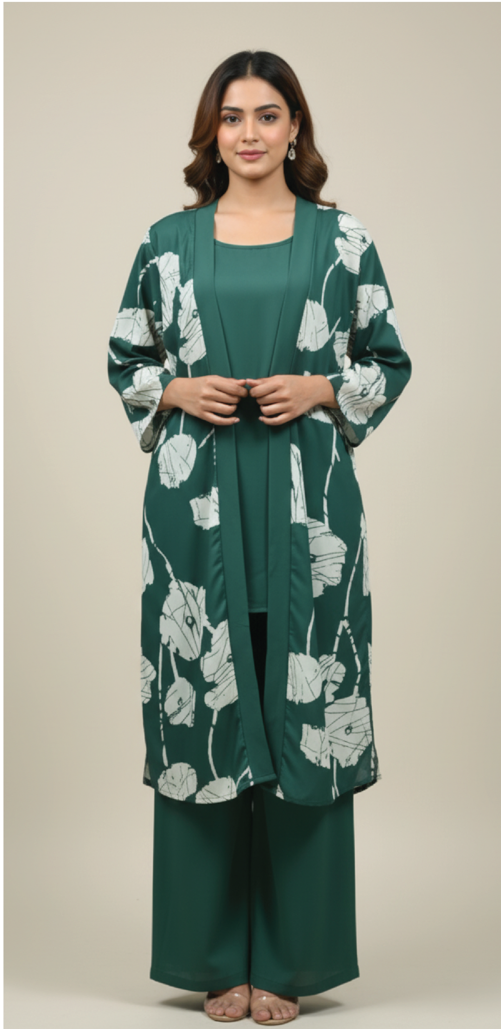 Emerald Floral – 3-Piece Premium Gown Set
