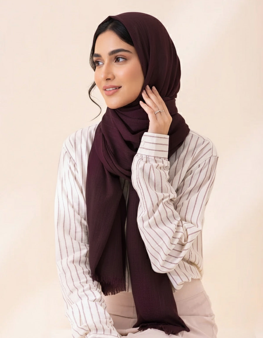 Premium Crepe Chiffon Hijab – Deep Maroon