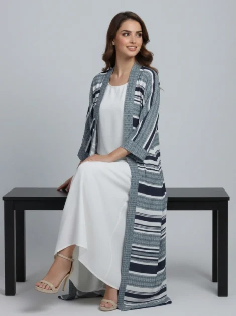 Azure Geometric – 2-Piece Premium Gown Set